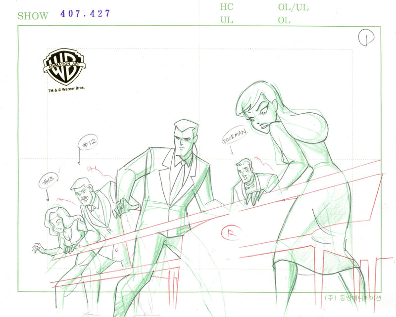 The New Batman Adventures Original Production Drawing: Dick Grayson, Barbara Gordon