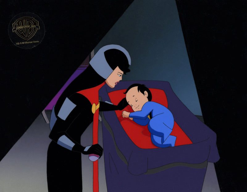 Superman The Animated Series Original Production Cel on Original Background: Lara, Baby Clark