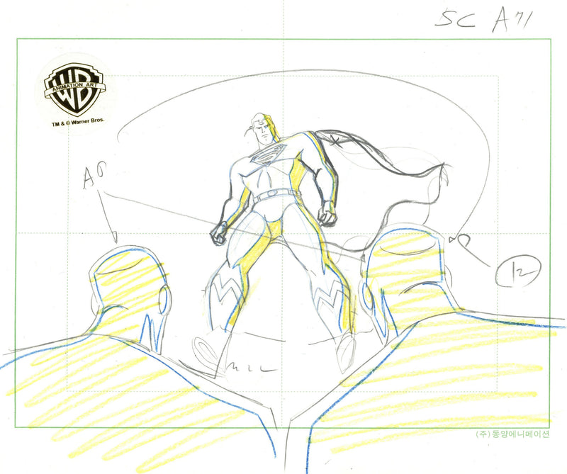 Superman The Animated Series Original Production Drawing: Superman