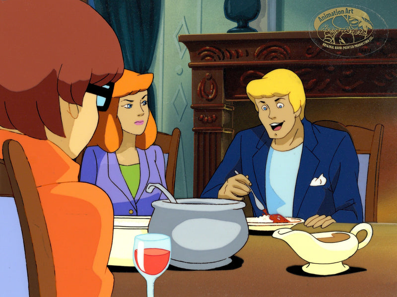 Scooby-Doo on Zombie Island Original Production Cel on Original Background: Fred, Daphne, Velma