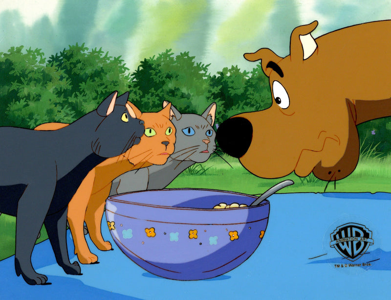 Scooby-Doo on Zombie Island Original Production Cel on Original Production Background with Matching Drawing: Scooby, Cats