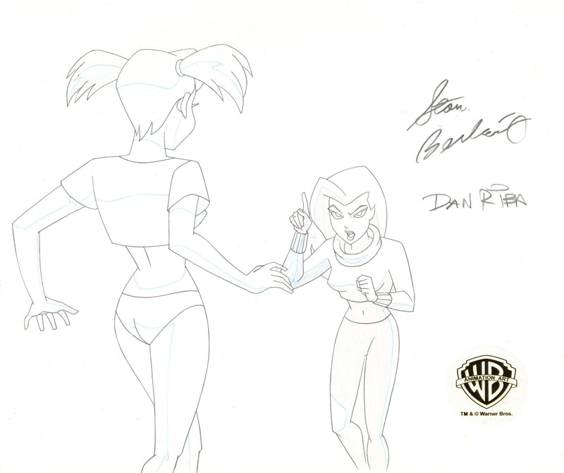 The New Batman Adventures Original Production Drawing Signed by Dan Riba and Stan Berkowitz: Harley, Ivy