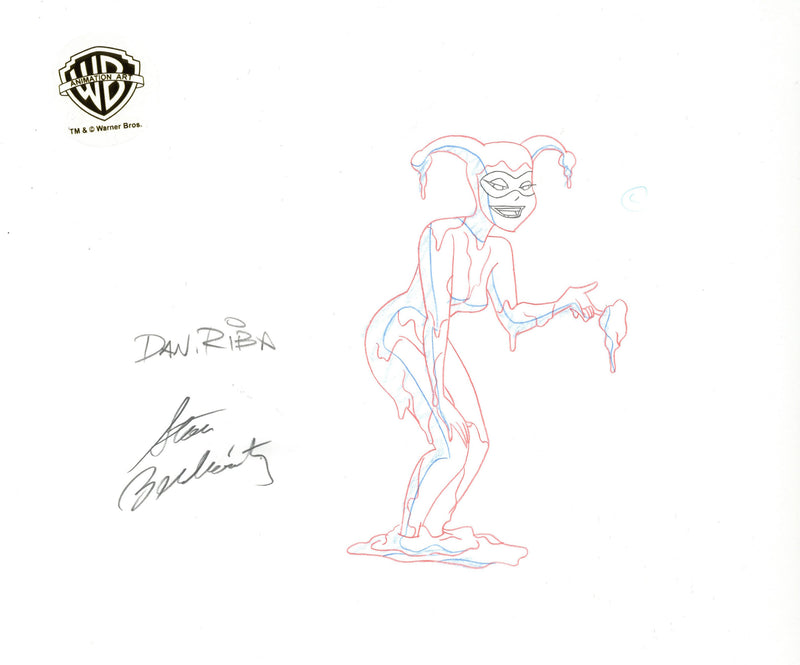 The New Batman Adventures Original Production Drawing Signed by Dan Riba and Stan Berkowitz: Harley Quinn