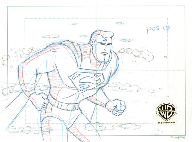 Superman The Animated Series Original Production Drawing: Superman