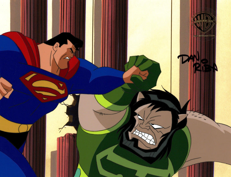 Superman The Animated Series Original Production Cel Signed by Dan Riba: Superman, Kalibak