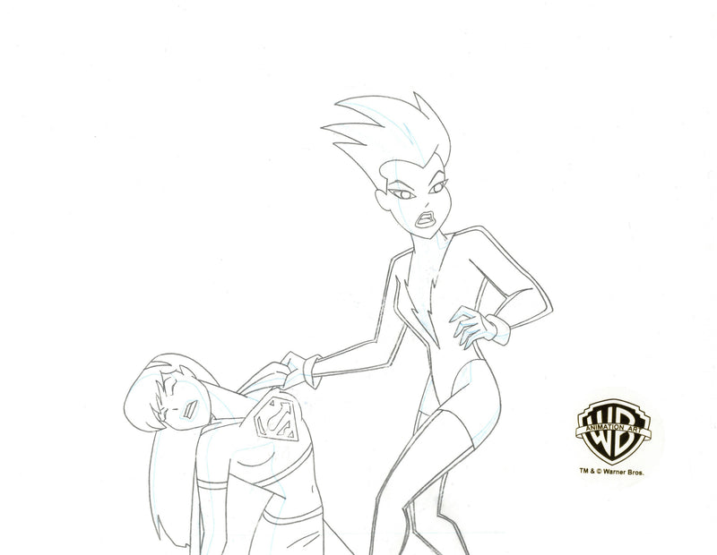 The New Batman Adventures Original Production Cel with Matching Drawing: Supergirl, Livewire