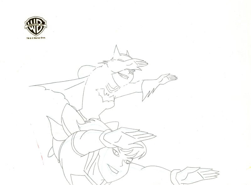 The New Batman Adventures Original Production Cel with Matching Drawing: Batgirl, Supergirl