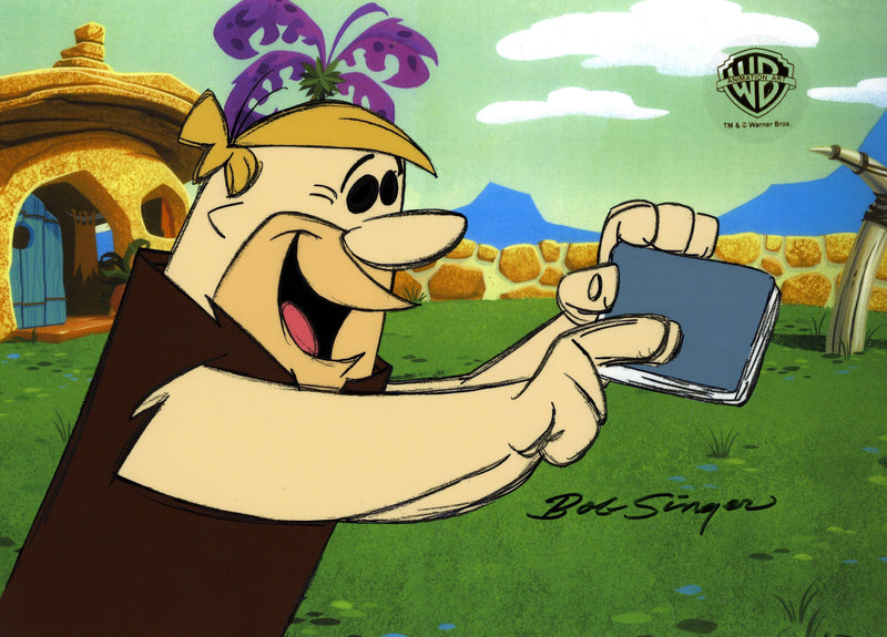 The Flintstones Original Production Cel With Matching Drawing Signed Bob Singer: Barney Rubble