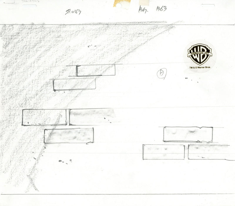 Superman The Animated Series Original Production Cel on Original Background with Matching Drawings: Clark Kent