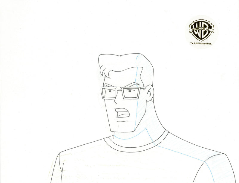Superman The Animated Series Original Production Cel on Original Background with Matching Drawings: Clark Kent