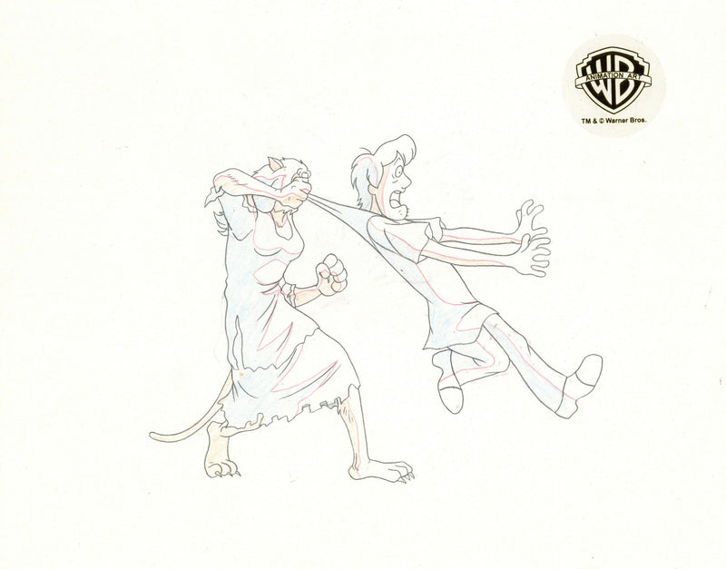 Scooby-Doo on Zombie Island Original Production Cel with Matching Drawing: Scooby, Shaggy, Werecats