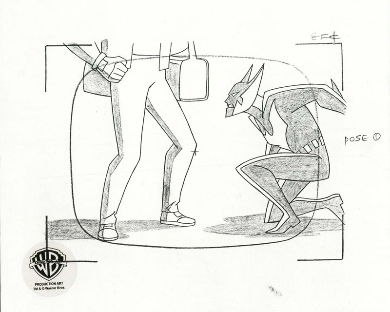Batman Beyond Original Production Cel on Original Background with Matching Drawings: Batman