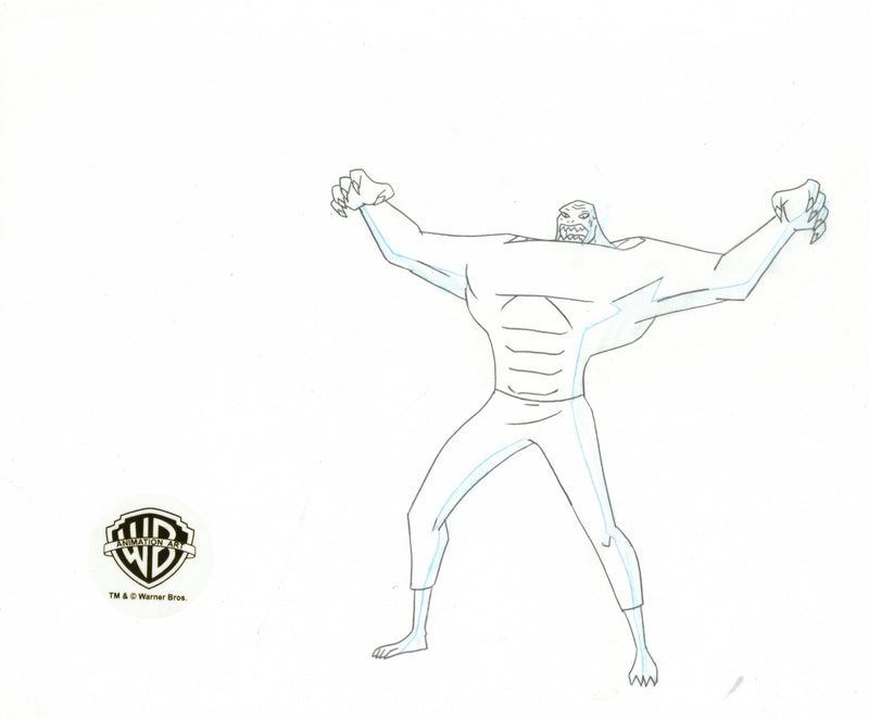 Batman Beyond Original Production Cel with Matching Drawings Signed by Dan Riba: Batman, Killer Croc