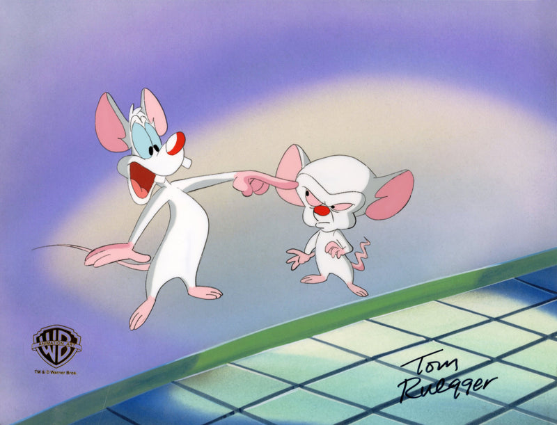 Pinky And The Brain Original Production Cel Signed by Tom Ruegger: Pinky, Brain