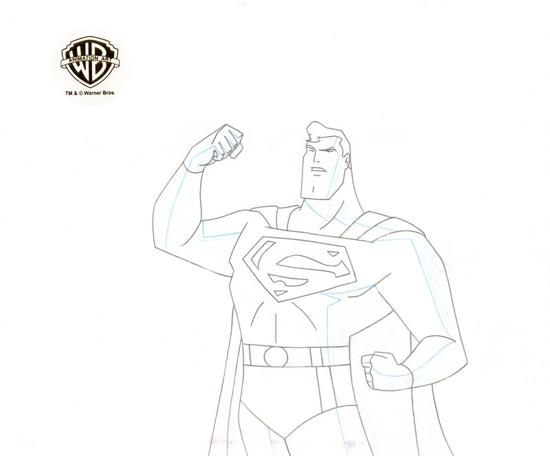 Superman The Animated Series Original Production Cel with Matching Drawing: Superman