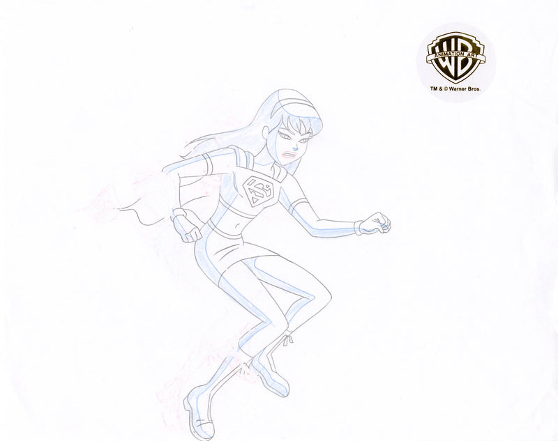 Superman The Animated Series Original Production Cel with Matching Drawing: Supergirl