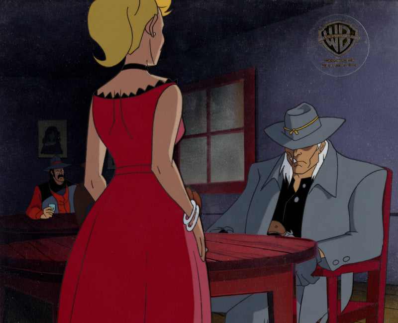 Batman The Animated Series Original Production Cel On Original Background: Jonah Hex, Barmaid