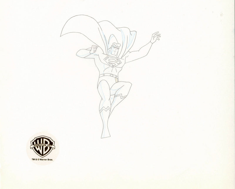 Superman The Animated Series Original Production Cel with Matching Drawing: Superman