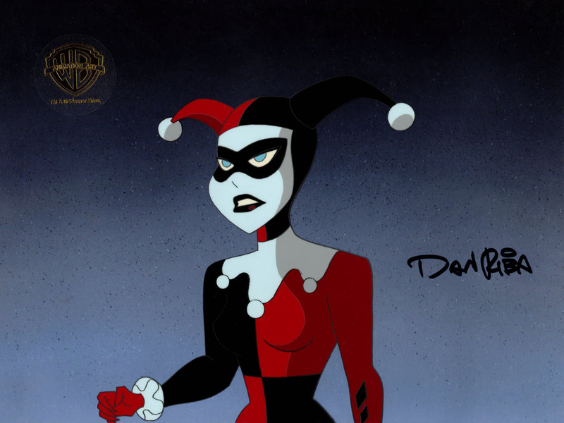 The New Batman Adventures Original Production Cel Signed by Dan Riba: Harley Quinn