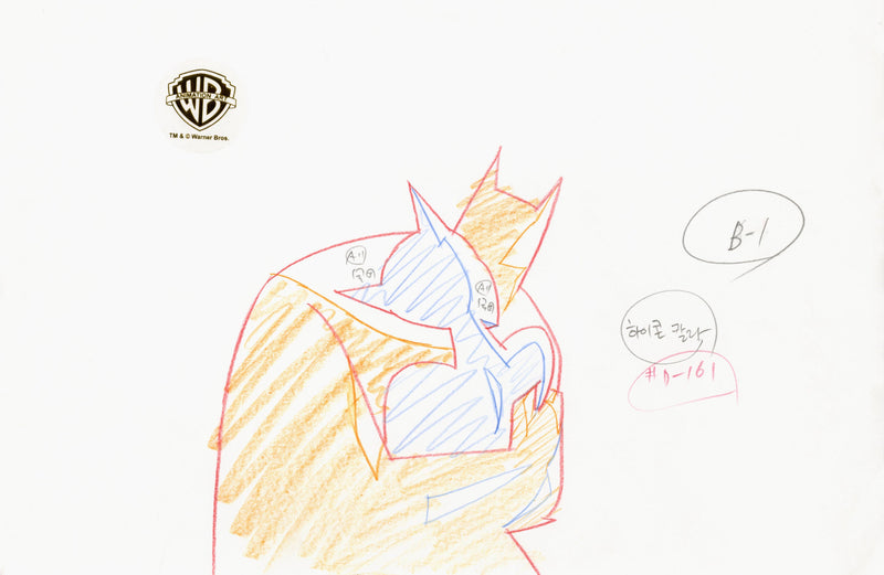 Chase Me (The New Batman Adventures) Original Production Drawing: Batman and Catwoman