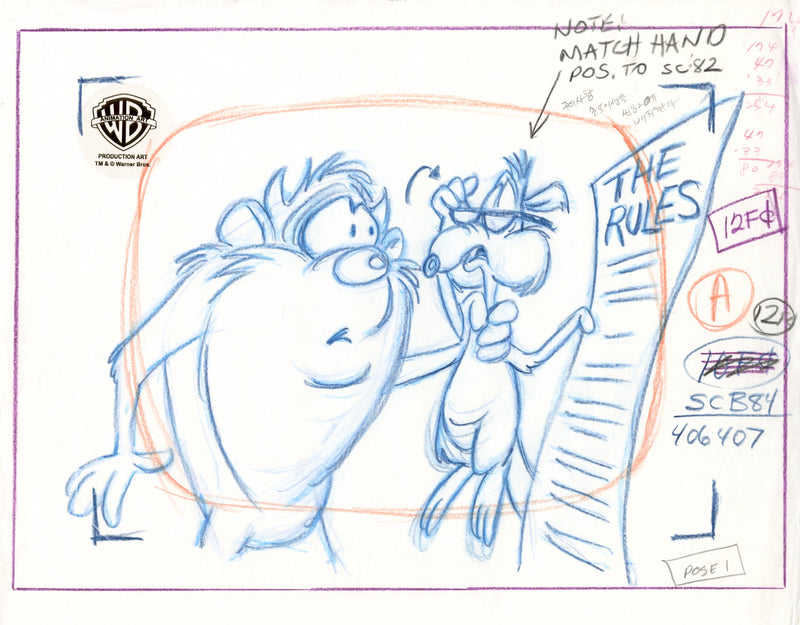 Taz-Mania Original Production Drawing: Taz, Bushrat