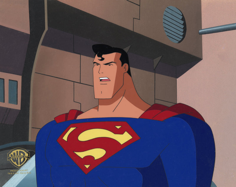 Superman The Animated Series Original Production Cel on Original Background: Superman