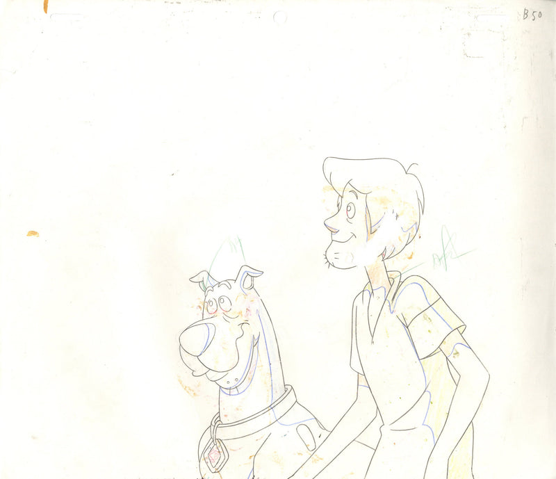 Scooby-Doo on Zombie Island Original Production Cel with Matching Drawing Signed by Bob Singer: Scooby, Shaggy