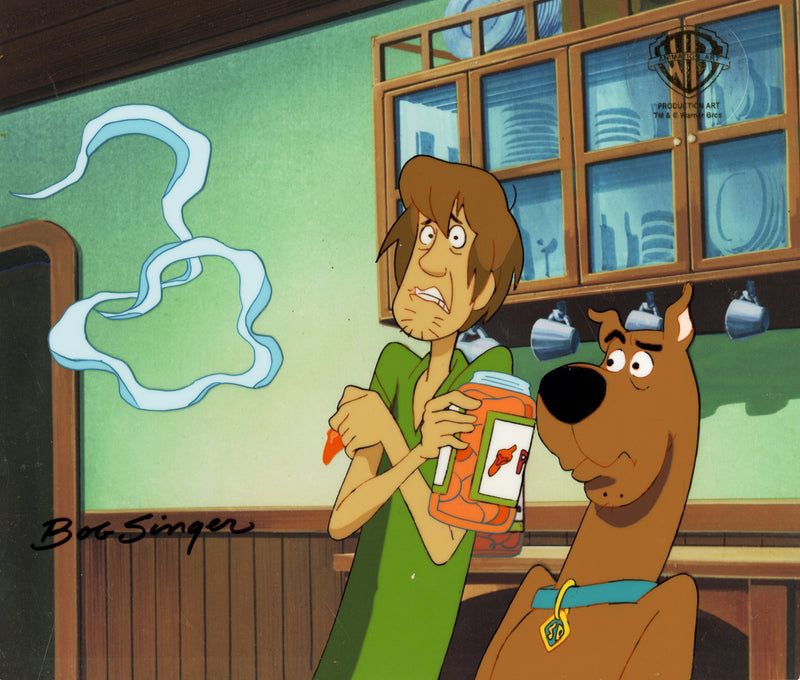 Scooby-Doo on Zombie Island Original Production Cel With Matching Drawings Signed by Bob Singer: Shaggy, Scooby