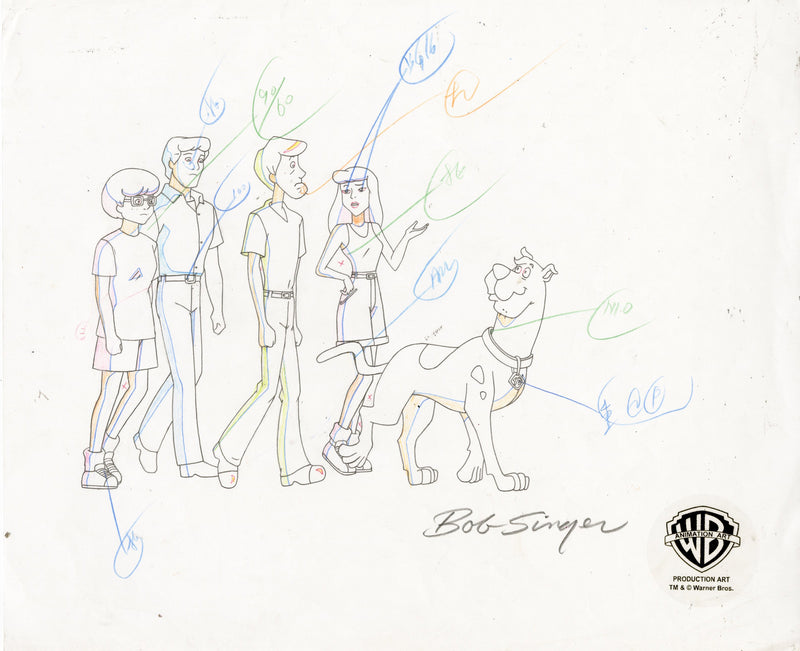 Scooby-Doo and the Alien Invaders Original Production Drawing Signed by Bob Singer: Mystery Gang