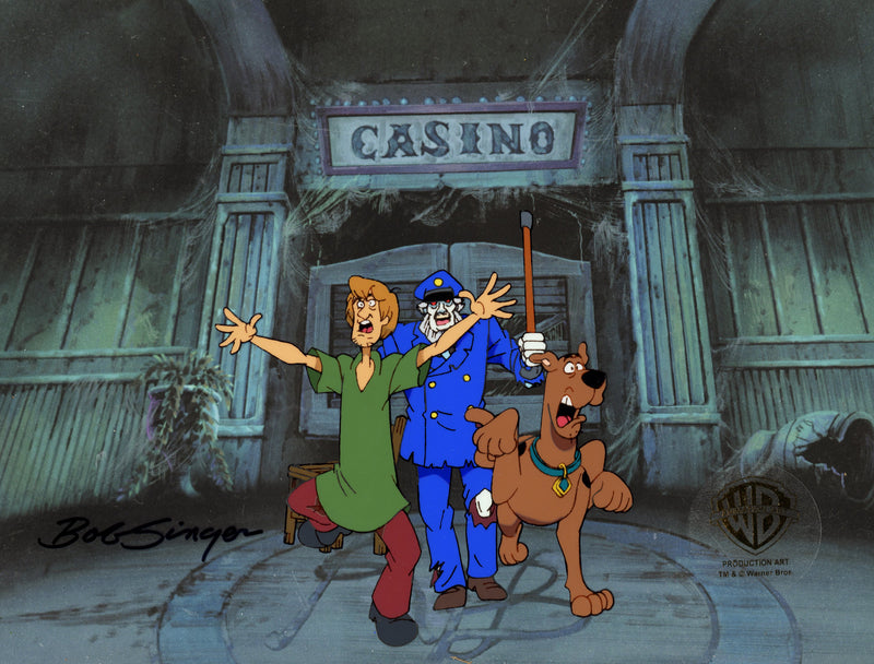 Scooby-Doo on Zombie Island Original Production Cel with Matching Drawings Signed by Bob Singer: Scooby, Shaggy, Zombie Boat Captain (Copy)