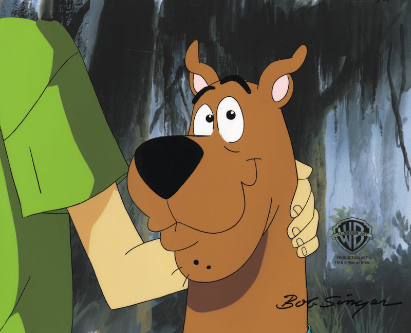 Scooby-Doo and the Witch's Ghost Original Production Cel Signed by Bob Singer with Matching Drawing: Scooby-Doo