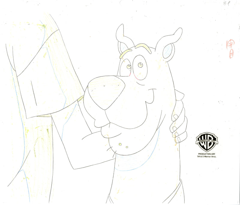 Scooby-Doo and the Witch's Ghost Original Production Cel Signed by Bob Singer with Matching Drawing: Scooby-Doo