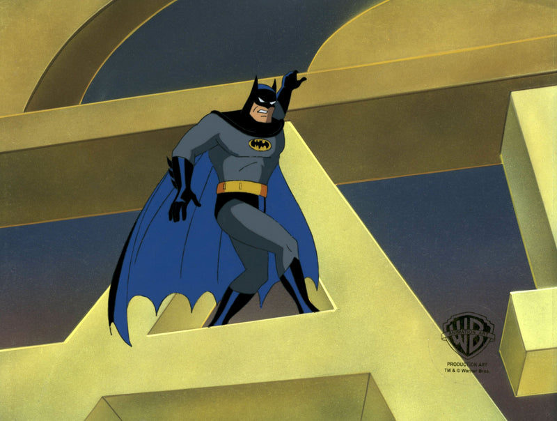 Batman The Animated Series Original Production Cel on Original Background: Batman