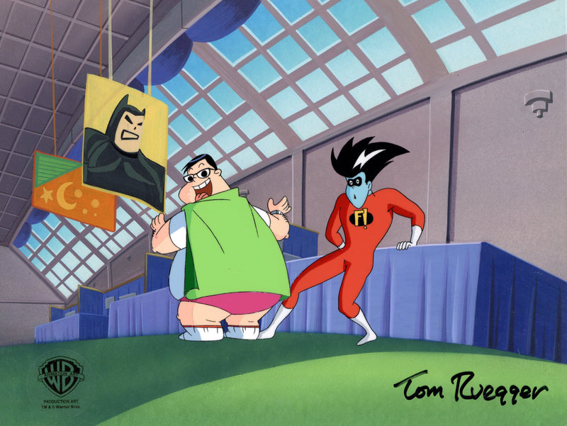 Freakazoid Original Production Cel on Original Production Background: Freakazoid and Fanboy