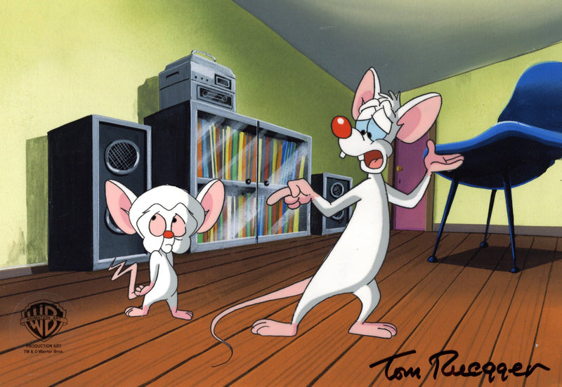 Pinky And The Brain Original Production Cel Signed by Tom Ruegger: Pinky and Brain