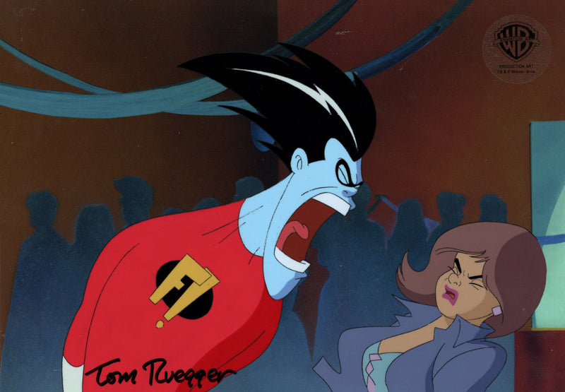 Freakazoid Original Production Cel with Matching Drawing Double Signed by Tom Ruegger: Freakazoid
