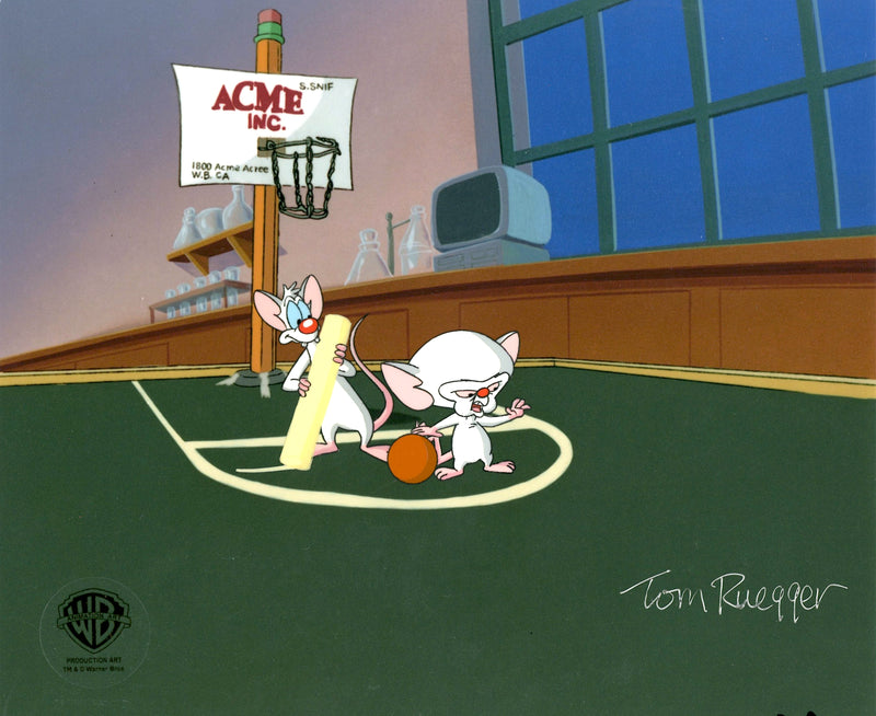 Pinky And The Brain Original Production Cel Signed by Tom Ruegger: Pinky and Brain