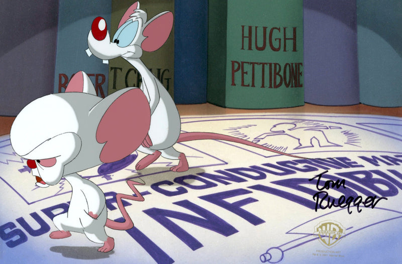 Pinky And The Brain Original Production Cel Signed by Tom Ruegger: Pinky and Brain