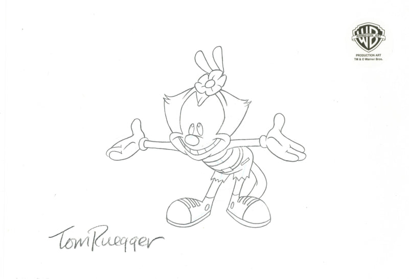 Animaniacs Original Production Cel with Matching Drawing Signed by Tom Ruegger: Dot