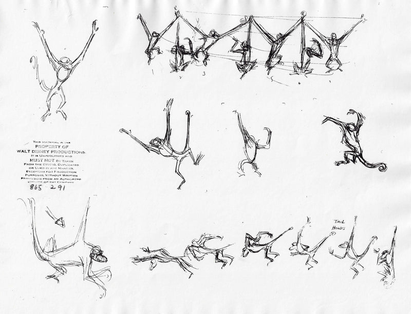 The Jungle Book Original Production Model Sheet: Spider Monkeys