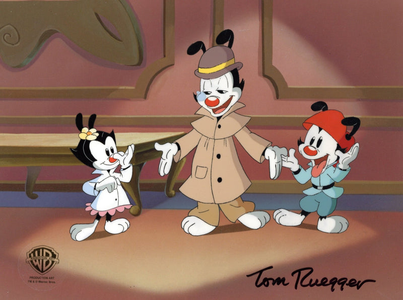 Animaniacs Original Production Cel Signed by Tom Ruegger: Wakko, Yakko, Dot - Choice Fine Art