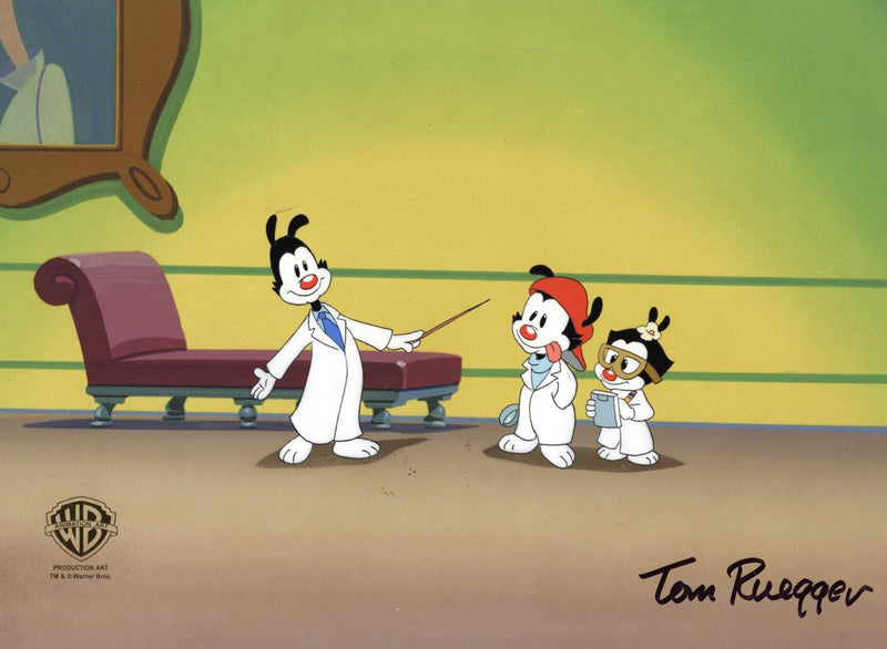 Animaniacs Original Production Cel Signed by Tom Ruegger: Wakko, Yakko, Dot - Choice Fine Art