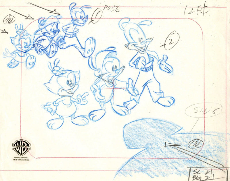 Animaniacs Original Production Drawing: Yakko, Wakko, and Dot - Choice Fine Art