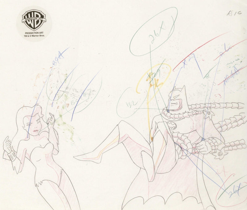 Batman The Animated Series Original Production Drawing: Poison Ivy and Batman - Choice Fine Art