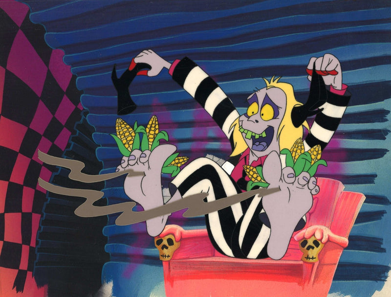 Beetlejuice The Animated Series Original Production Cel on Original Background with Matching Drawing: Beetlejuice - Choice Fine Art