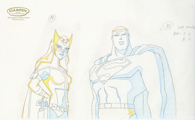 Justice League Original Production Drawing: Huntress and Superman - Choice Fine Art
