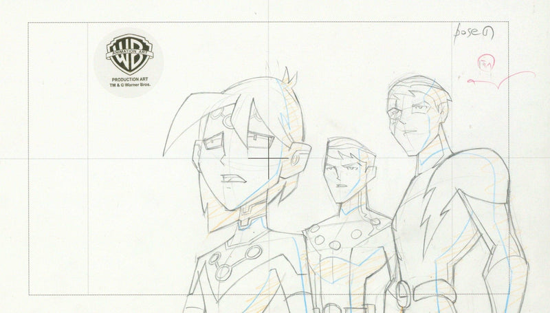 Legion of Superheroes Original Production Drawing: Brainiac 5, Cosmic Boy, and Lightning Lad - Choice Fine Art