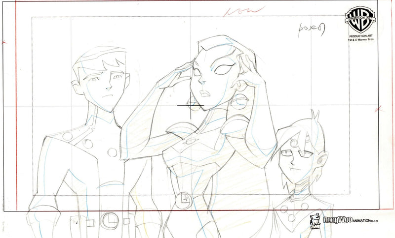 Legion of Superheroes Original Production Drawing: Saturn Girl, Cosmic Boy, Brainiac 5 - Choice Fine Art