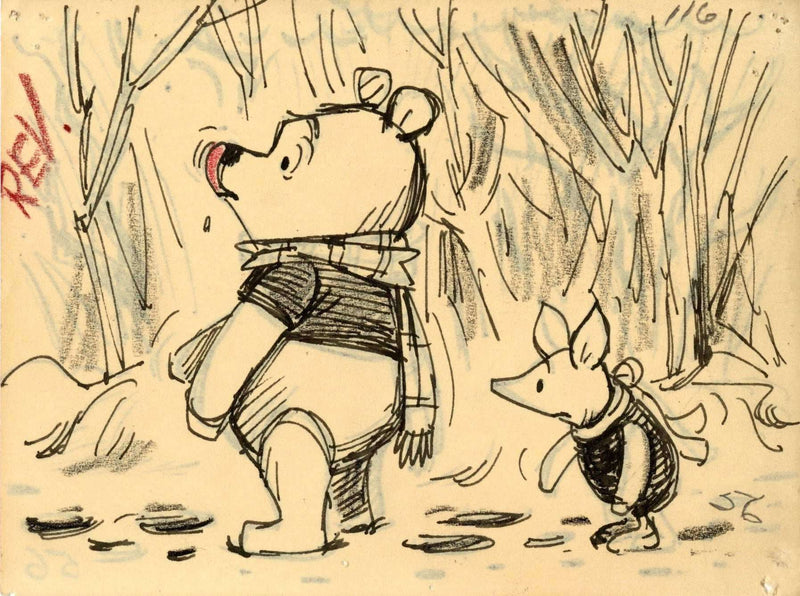 Pooh and Piglet Original Storyboard Drawing - Choice Fine Art