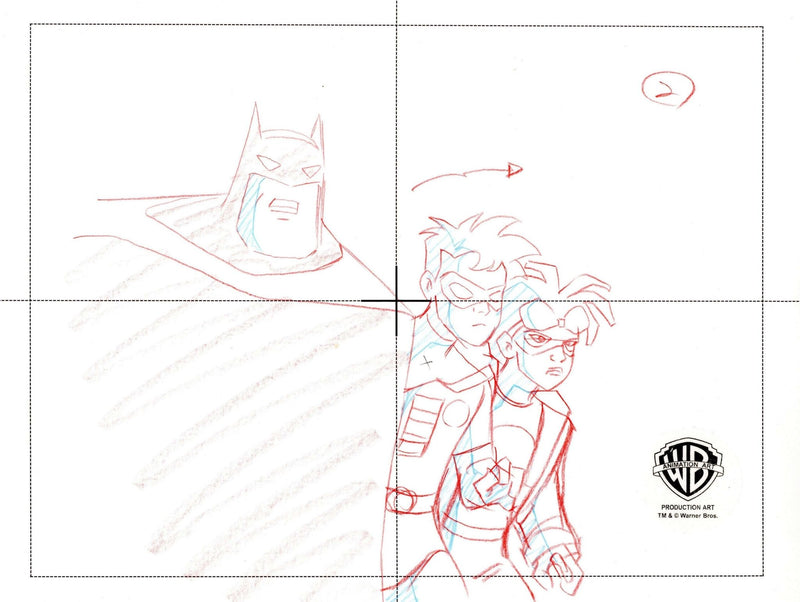 Static Shock Original Production Drawing: Static Shock, Batman, and Robin - Choice Fine Art